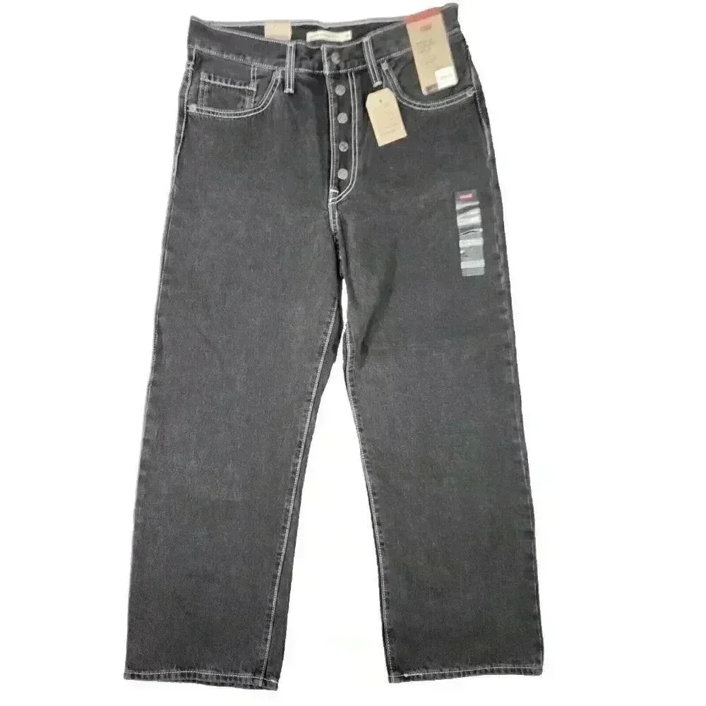 Levi's Women's Ultra-High Rise Ribcage Straight Jeans Black Stonewash 30x27 NEW